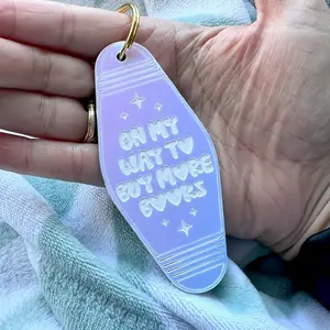 Bookish Keychain - On My Way To Buy More Books - Motel Iridescent Acrylic Keychain - Book Lover's Accessory - Perfect Gift for Readers