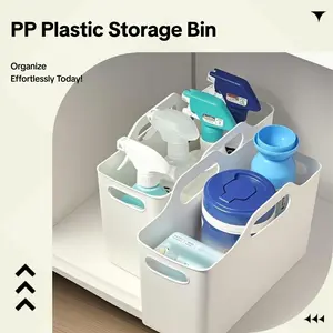 2-Pack Refrigerator Storage Boxes with Handles – PP Plastic Organizer Bins for Kitchen, Fridge, Laundry Room & Cabinets – Semi-Transparent White & Clear