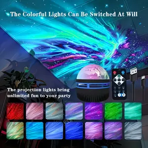 LED Aurora Projection Lamp, Seven-Color LED Projector, USB Powered, Remote Control Dimmable, Room Bedroom Atmosphere Light, Party Holiday Decor Gift