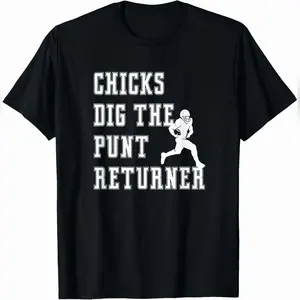 Men's Casual Round Neck Shortsleeve Graphic T-Shirt - Menswear, "Chicks Dig The Punt Returner" Special Teams Graphic All-Season Streetwear Top