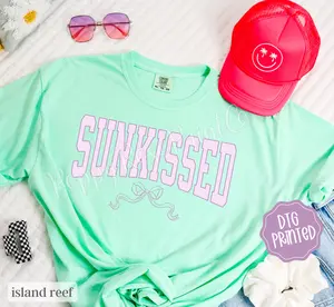 Sun Kissed Bow Comfort Colors Tshirt, Cute Summer Oversized Tee, Women's Swimsuit Cover, Gift For Her