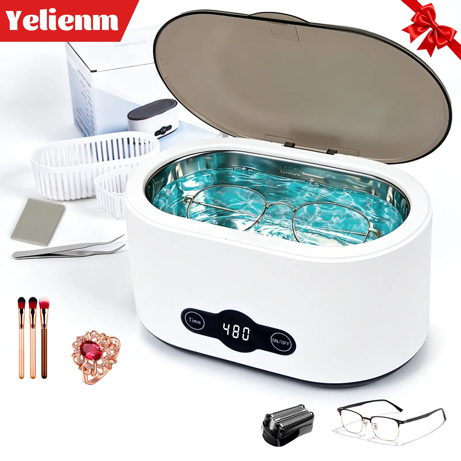 Ultrasonic Cleaner Machine - 45kHz, 22oz (650ml) Large Capacity, Portable, 360° Deep Clean for Eyeglasses, Rings, Watches, Razors, Home Use, Christmas Gift Option