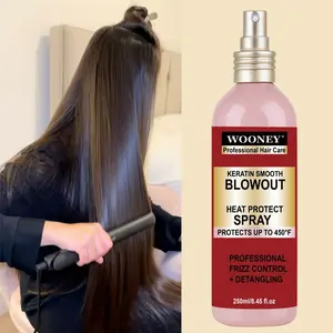 250 ML KERATIN SMOOTH BLOWOUT HEAT PROTECT SPRAY & Frizz Control Keratin Smooth Blowout Spray and Silk Serum Protecting Heat Spray PROTECTS UP TO 450°F PROFESSIONAL FRIZZ CONTROL DETANGLING