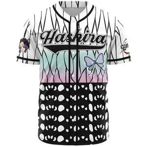 AniBase Club Hashira Shinobu Kocho Demon Slayer Baseball Jersey - Premium All-Over Print 100% Polyester Warp Knitted Fabric XS-5XL Unisex Fit Casual Sporty Top