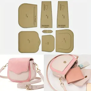 7PCS Handmade Leather Goods Fashionable Elegant Shoulder Bag Making Kraft Paper Template DIY Crossbody Bag Sewing Pattern Making Template Handcrafted Leather Craft Template Supplies