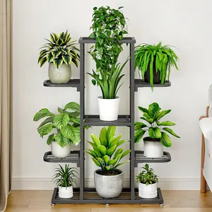 GARVEE Multi-Tiered Metal Plant Stands: 5 to 7 Levels for Indoor & Outdoor Use, Perfect for Balconies, Living Rooms, Gardens, and Patios in Elegant Grey or White Finishes.