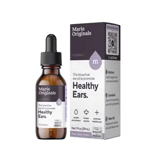 Marie Originals Natural Ear Oil Drops, Mullein & Garlic Herbal Ear Drops for Ear Comfort, Soothing Earache Support for Adults, Kids & Pets, Helps with Ear Wax Soften & Removal, 1 oz