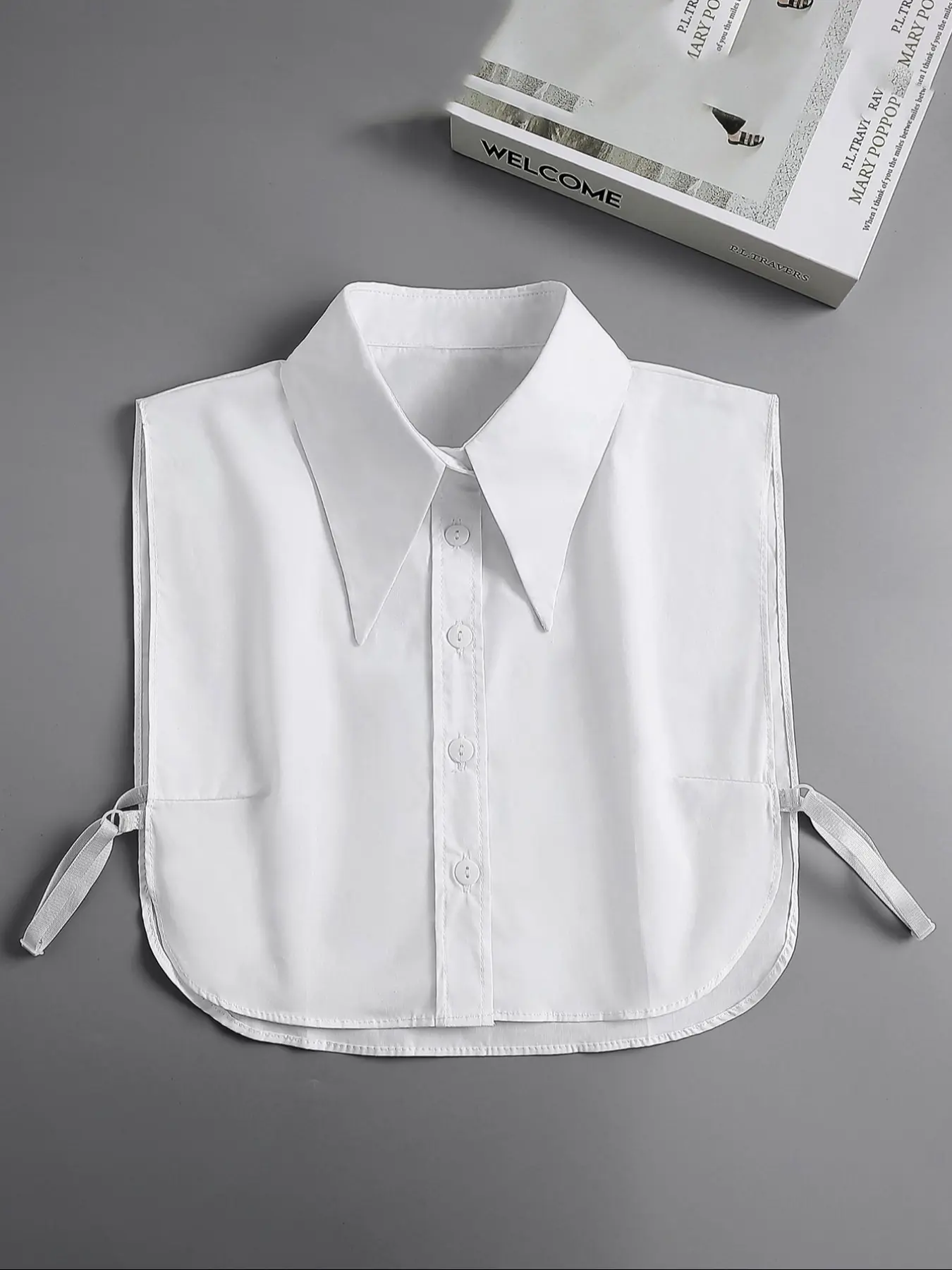 Women's Elegant Formal Button Design Fake Collar, Spring & Fall Woven Fabric Neck Cover, Versatile Shirt Sweater Pullover Accessory Aesthetic