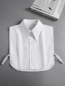 Women's Elegant Button Design Fake Collar, Spring & Fall Woven Fabric Neck Cover, Versatile Shirt Sweater Pullover Accessory