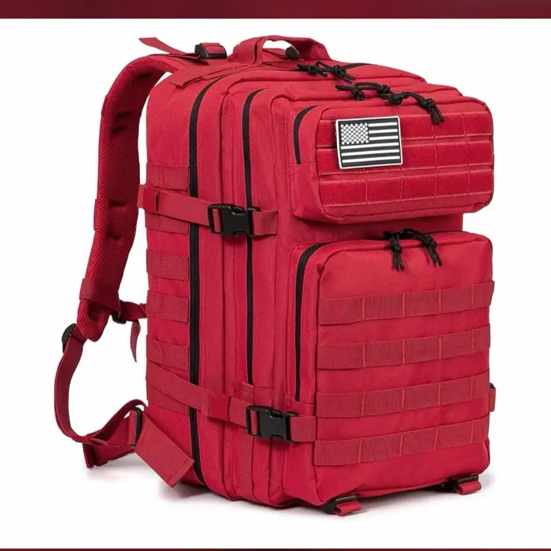 RED Military Tactical Backpacks  50 L Molle Army Assault Pack 3 Day Bug Out Bag Hiking Treeking Rucksack…