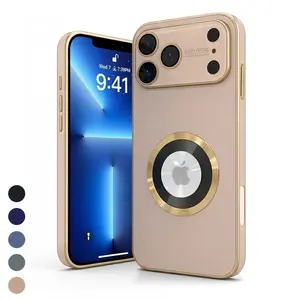 Luxury Magnetic Wireless Charging Phone Case with Large Viewing Window. Compatible with iPhone 17, 16, 15, 14, 13, 12, 11 Pro Max, Plus, and Air series. Features anti-drop PC back panel and protective lens design, with full MagSafe compatibility.