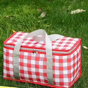 Large Capacity Outdoor Picnic Bag, Camping Picnic Basket, Travel Picnic Pouch, Handheld Lunch Box, Insulated Cooler Bag, Soft Sided Cooler, Collapsible Cooler Bag