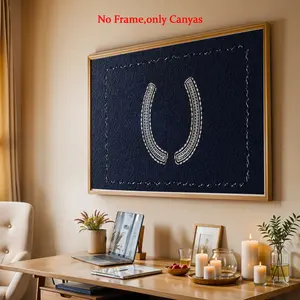 Wall arts Western Wall Art Horseshoe Stitched Leather Posters Horseshoe Pattern Canvas Prints, Decorative Artwork, Bedroom Decor Living Room Decor Gift Unframed