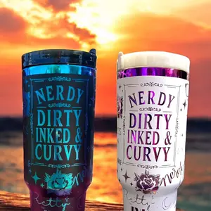 Nerdy Dirty Inked & Curvy 40 oz engraved Tumbler  Drinkware Reusable Cup