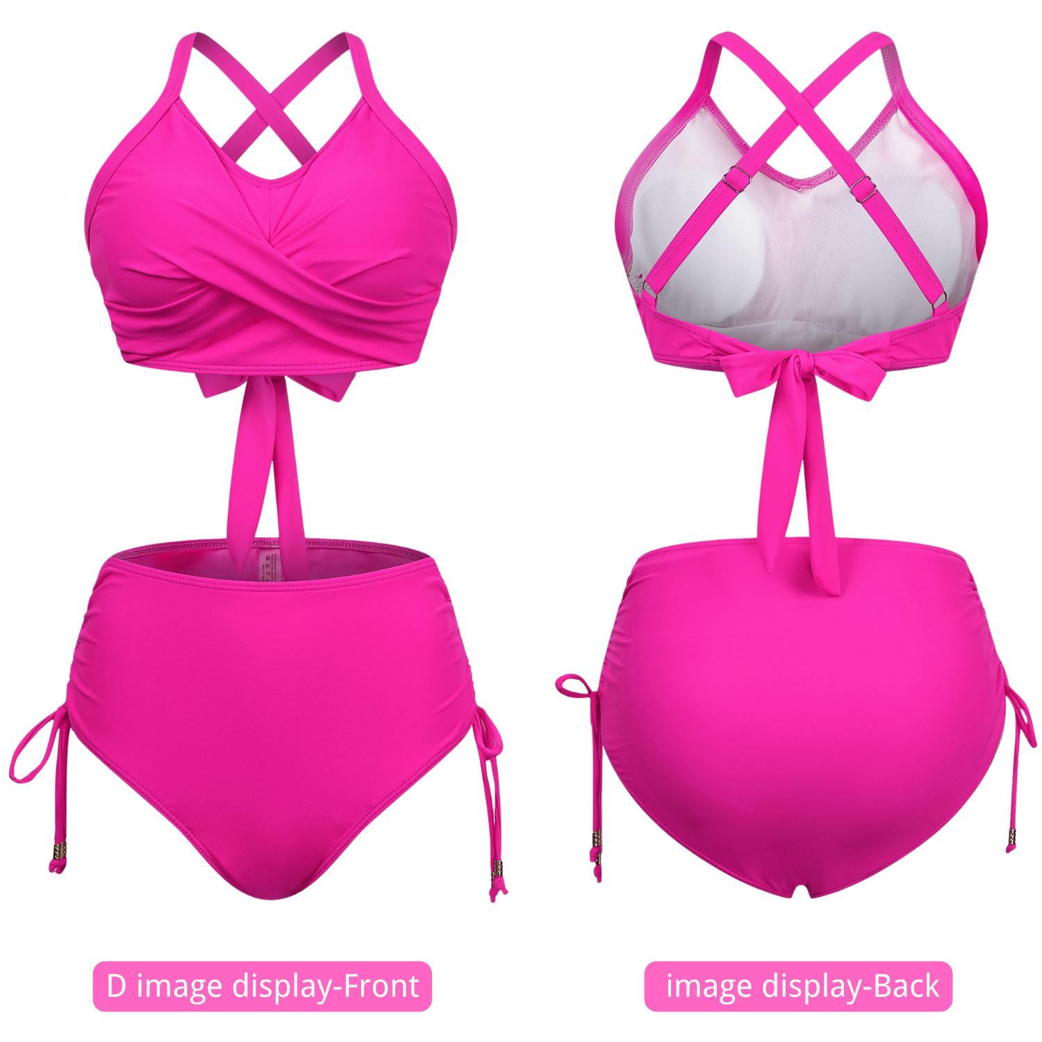 Women's 2 Pieces Crisscross Back Bikini Set with Removable Pads Drawstring Ruched Swimsuit for Beach Pool