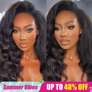 ISEE HAIR Kinky Straight Invisible Hairline 180% & 150% Wear Go Half Wig Yaki Straight Seamless Flip Over Wig Glueless Human Wigs Beginner Friendly Vacation Hair #Summervibes#ISEECrochetNewArrivals