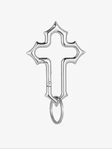 Style Hollow Cross Metal Keychain, Zinc Alloy Spring Clip Bag Charm, Fashion Outdoor Accessory for Keys and Bags