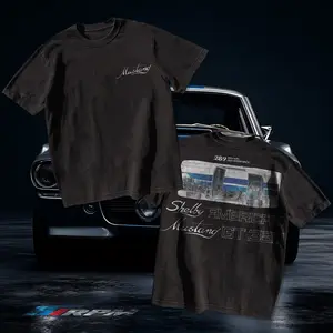 RPM Lab Ford Mustang Shelby GT350 1965 Heavy Cotton T-Shirt Direct-To-Garment Breathable Printing Car Lover Menswear Apparel