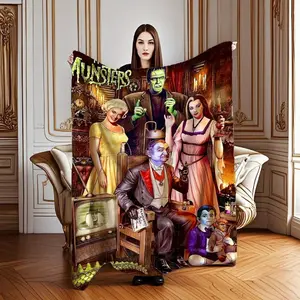 The Munsters Returns Horror TV Show Print Flannel Blanket - Soft and comfortable for camping, office and travel, ideal gift blanket plushthin quilt holiday gift Intense Nacho Printed Flannel Blanket