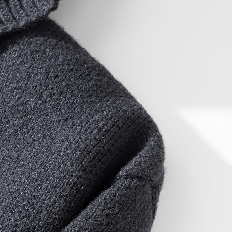 Men’s hooded knit sweater, simple classic design, autumn/winter cardigan with ribbed detailing, two pockets, available in multiple colors