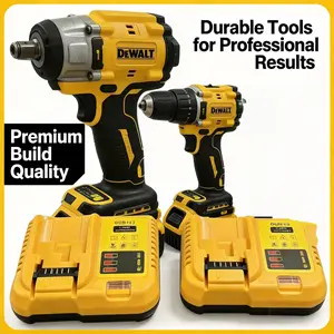 DEWALT1set of universal builder and home DIY enthusiast DEWALT drill and impact wrench combination, used for lightweight compact body of deck frame, steel bracket and agricultural gear maintenance multifunctional DEWALT tool, home decoration electric tool