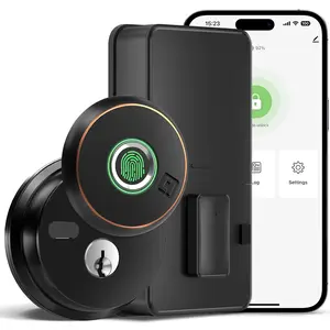 GeekTale Fingerprint Deadbolt with App, Keyless Smart Lock for Front Door, Electronic Deadbolt Lock for Exterior Door, Auto Lock, Easy Installation biometrics door lock