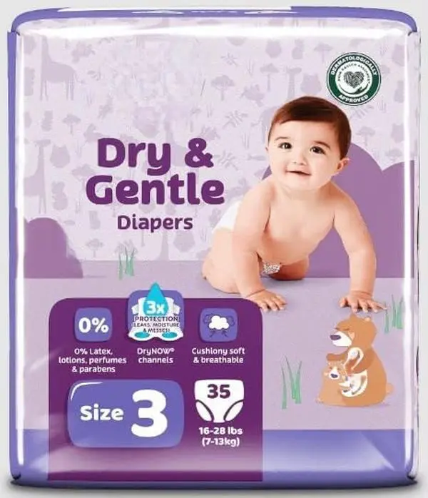 Baby Diapers (Size 3) 210 Count Dry & Gentle with Leak Protection