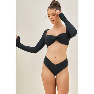 Crisscross Hourglass® Cheeky Bikini Bottoms - Black