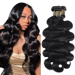 QTHAIR 16A Brazilian Body Wave Bundles 100% Unprocessed Virgin Human Hair Natural Black 4x4 HD Closure Hair Extensions Traditional Sew in Quickweave for Black Women 12-30 Inches kinky
