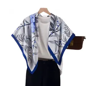 New 90 twill square scarf, Korean style women's silk scarf with various letter prints, fashionable and versatile, high-end shawl