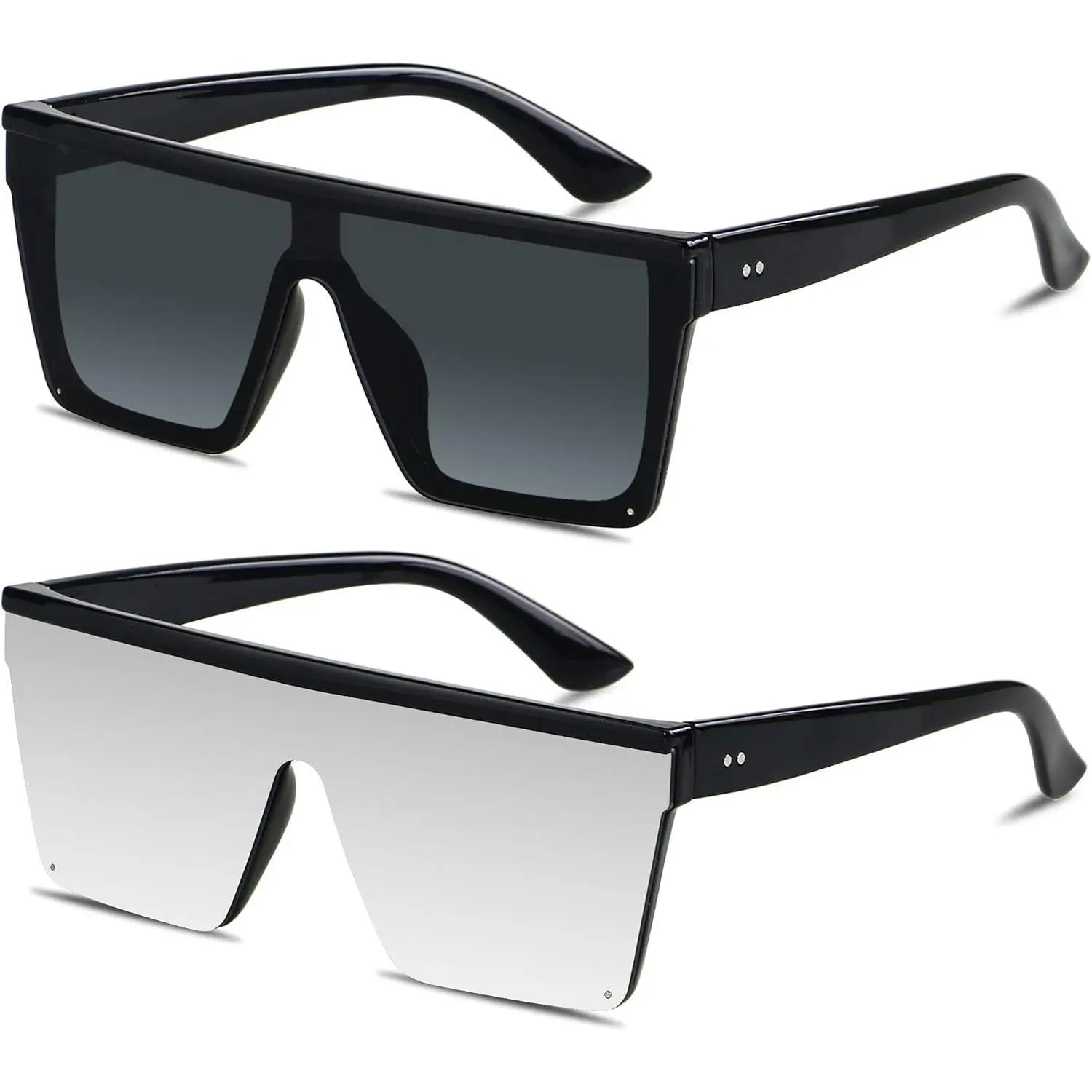 Square Oversized Sunglasses for Women Men Big Flat Top Shield Frame UV400 Protection Rimless Fashion Shades Lightweight Comfort Fit men gradient lens