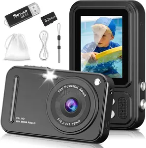 Digital Camera for Kids, 48MP FHD 1080P Point and Shoot Digital Cameras with 16X Zoom Anti-Shake, Compact Portable Cameras for Photography, for Boys Girls Teens Beginners-Black Charging