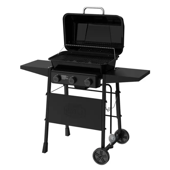 Expert Grill 3-Burner Propane Gas Grill with Wheels and Side Shelves, Black