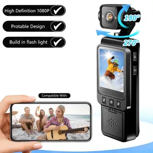 1080P HD Mini Action Camera, 270°Rotatable Lens, WiFi Connectable, Color Night Vision, Portable Wearable Camcorder for Sports ＆ Vlogging,Father's Day gift