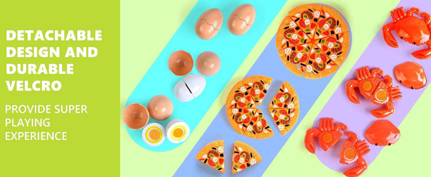 100 Pcs Play Food Set for Kids Kitchen, Pretend Food Toy for Toddlers Age 1-3, Plastics Cutting Fake Food/ Fruit/ Vegetable Accessories with 2 Baskets, Birthday Gifts for 2 3 4 5 Years Old Boys Girls