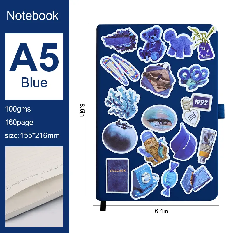 【Back To School】 Masterben 6 Pack A5 Hardcover Lined Notebook, 160 Pages 100GSM Ink-Proof Thick Paper, School Office Writing Journal
