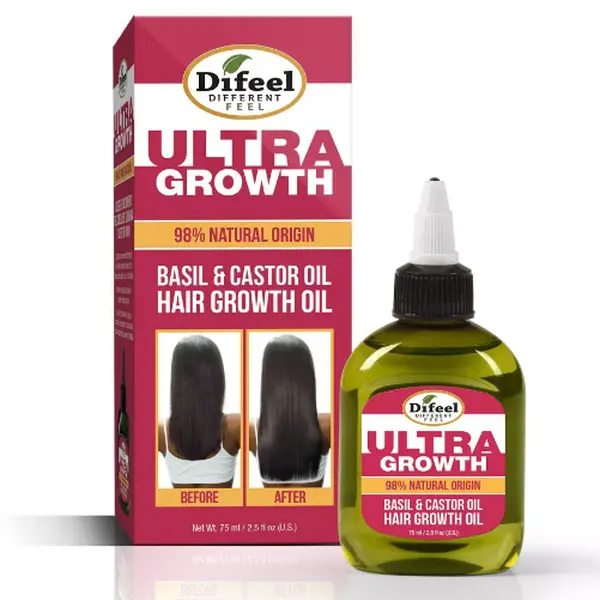 Difeel Ultra Growth 98% Natural Origin Basil & Castor oil Hair Growth oil 2.5oz