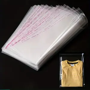 50/100 Self-Adhesive Transparent Plastic Bags, Fade-Resistant, Reusable, Gift Packaging, Clothing Storage, Durable Polyethylene
