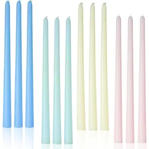 Colored Tall Taper Candles 12 inch Unscented  Long Tall Tapered Candle for Candlesticks Sticks Wedding  Home Decor Dinner Christmas,Set of 12
