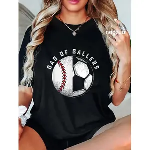 100% Cotton Dad of Ballers Father Son Soccer Baseball Player Coach Gift T-Shirt