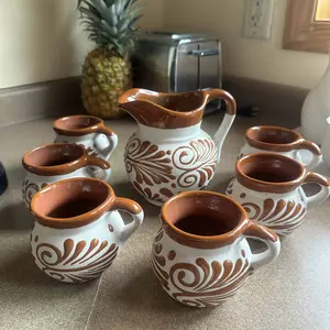 Engove Milk Jug Relieve color Mamey Set. (Cielito Lindo).