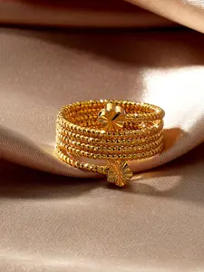 Spring Ring Women's Ring, Heart, Bead, 5-Leaf Grass Ring, Elegant Casual Ring, Copper Plated Gold Ring, Fashion Ring, Elegant Everyday Ring, Exquisite Luxury Gift for Girls, Valentine's Day Gift for Friends, Beautiful Rings