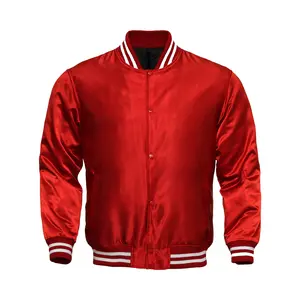 Deckra Men's Stylish Striped Long-Sleeve Satin Varsity Coat - Handmade Polyester Menswear Jacket with Buttons, Casual Mens Top