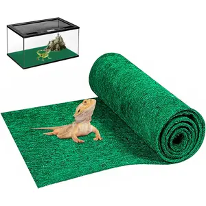 47" x 24" Large Reptile Carpet Terrarium Liner Bedding Reptile Substrate Mat Tank Accessories for Bearded Dragon Snake Lizard Tortoise Leopard Gecko (Green) Non-Adhesive Reptile Cage Carpet Mats