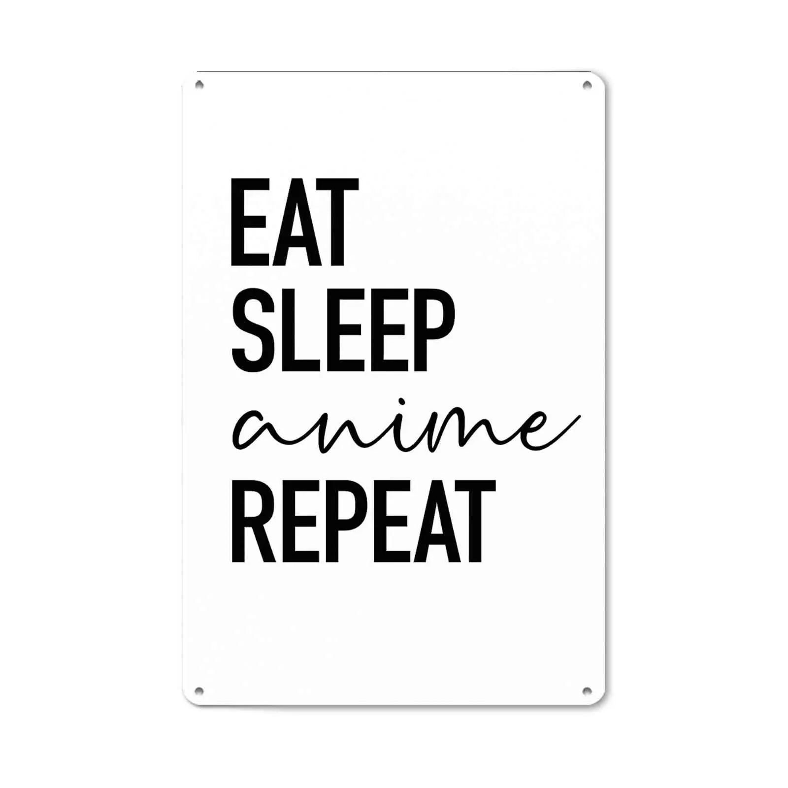 Retro 8x12 in Aluminum "Eat Sleep Anime" Funny Wall Decor Plaque - Anime Fan Gift, Ideal for Man Cave, Bedroom