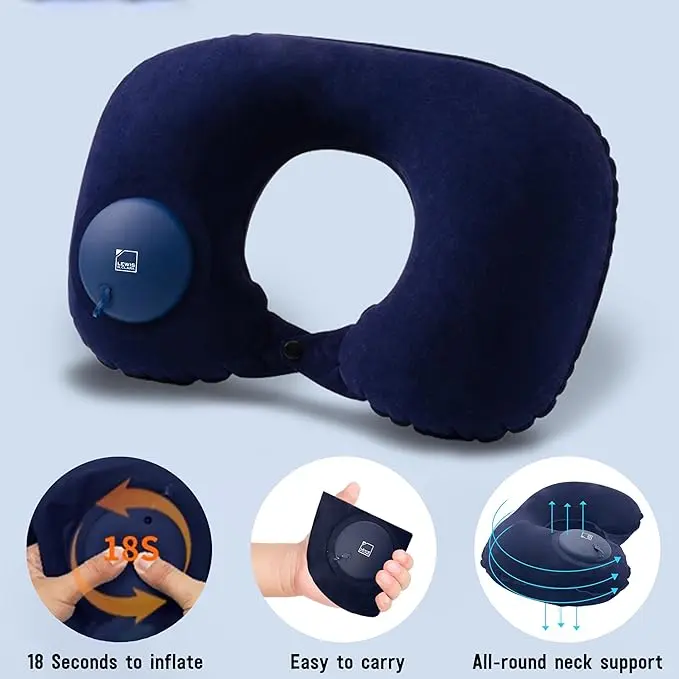 Inflatable Pillow, Ultralight Inflatable Travel Pillow with Travel Neck Support, Travel Inflatable Pillow for Airplanes Office(Light Gray,40 * 28 cm)