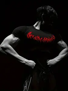 Men's Latest Wing Print Compression T-Shirt, Quick-Dry Short Sleeve, Fitness and Outdoor Activities, Comfortable Breathable Base Layer, Compression Workout Shirts