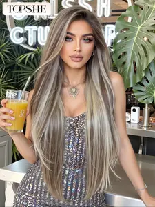 Topshe HD Frontal Wig, Natural Hairline, Dipped Silver Color, Handmade 13x6 Real Frontal Design, Multi-Purpose Natural Look Wig, Natural Looking Wig
