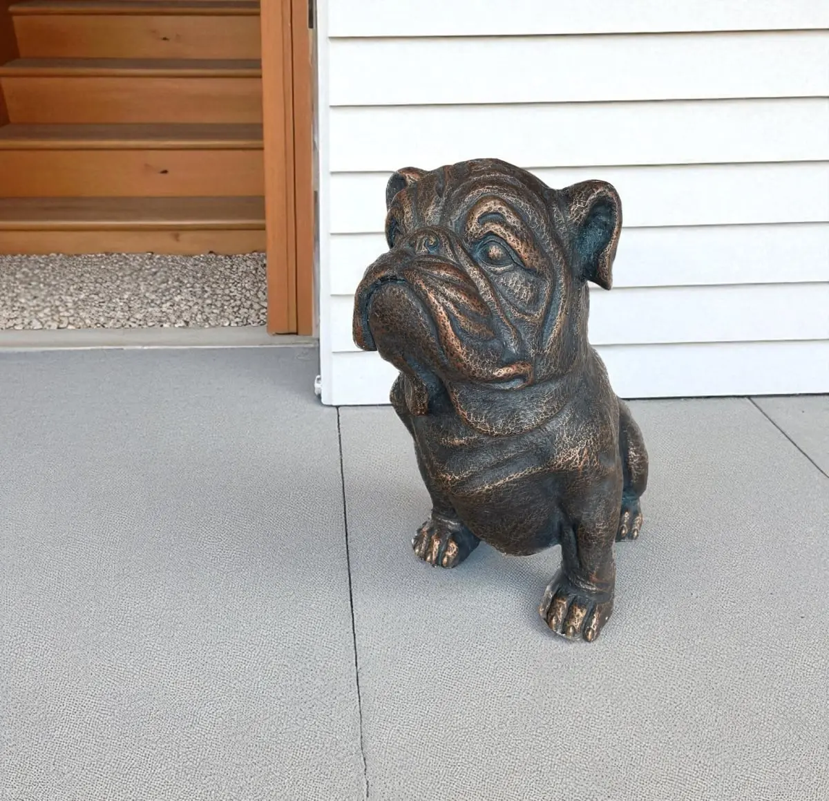 HomeRoots 523599 Handmade Antiqued Bronze Animal Bulldog Garden Statue - 16 in. Lightweight Weatherproof Handmade Craft Yard Art, Easy Repositioning Rustic Transitional Decor for Indoors/Outdoors