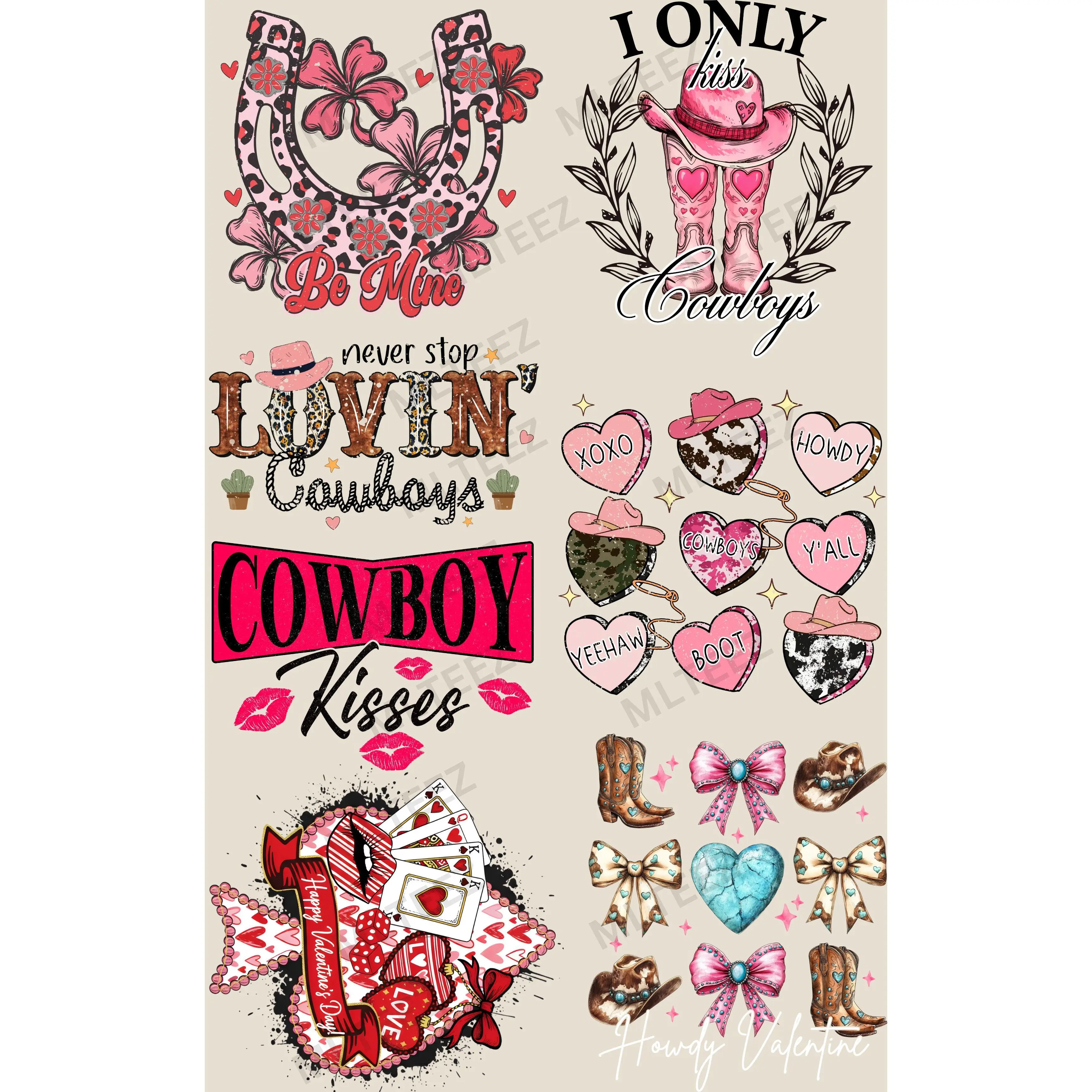 BE MINE - WESTERN (1) PREMADE GANGSHEET - 22X36 DTF TRANSFERS - DIRECT TO FILM